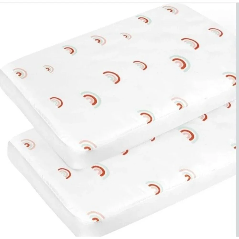 Cold Wind Playard Fitted Mattress Sheets NEW Rainbow 2 pk. Fits 39x27 Mini Crib